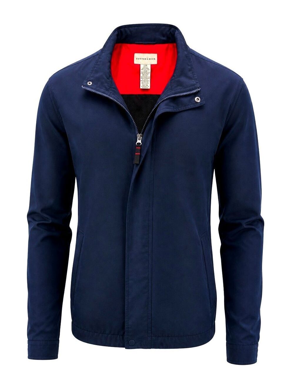 CUTTER & BUCK Mens (L) Navy Blue Zip-Up Windbreaker All-Weather Bomber Jacket